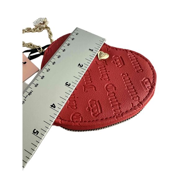 NWT Juicy Couture Chain Wristlet Womens Size 4”  Red Heart Shaped Embossed Logo - Picture 4 of 8